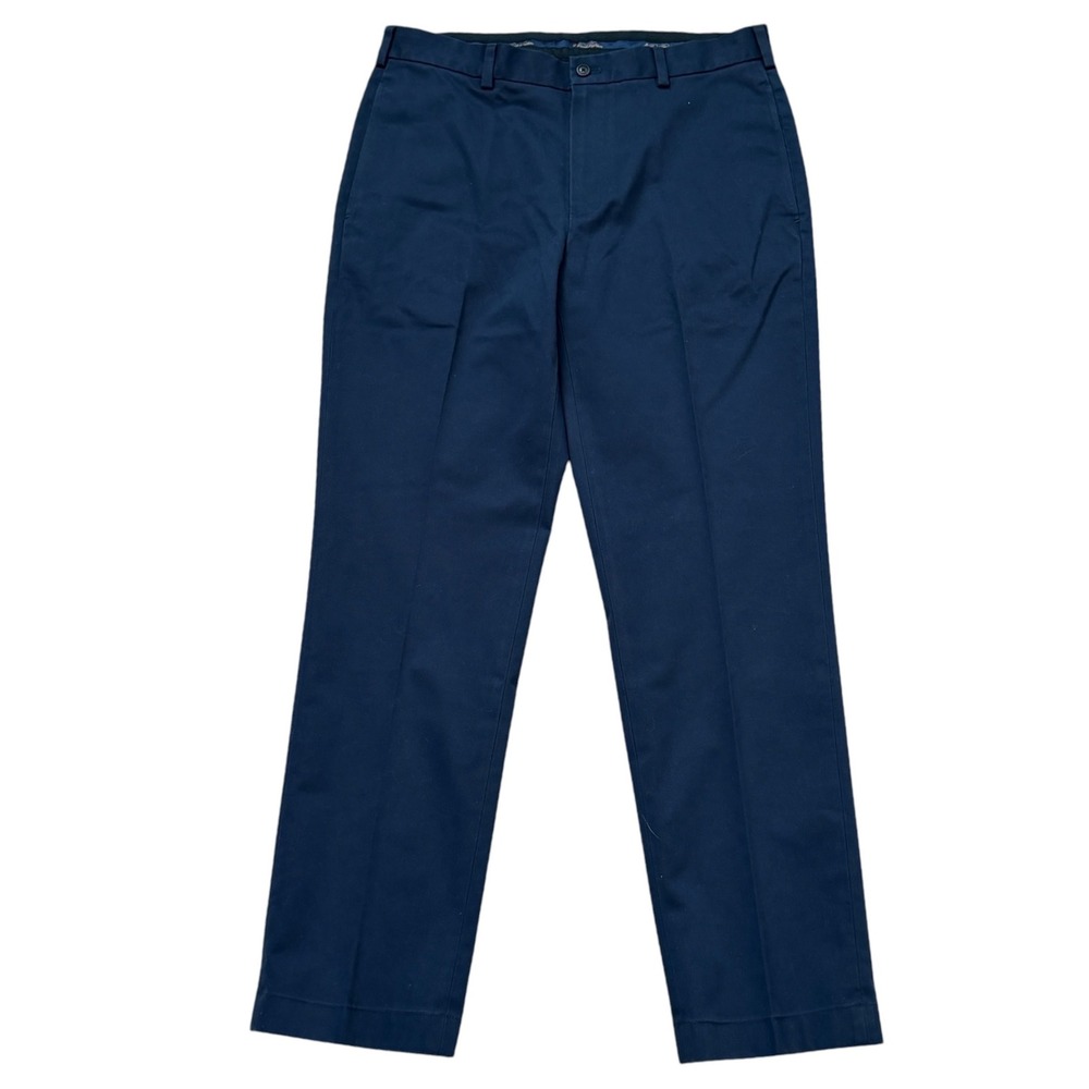 Brooks Brothers Advantage Chino Clark Navy Blue Pants Mens W34 L30 Cotton Twill